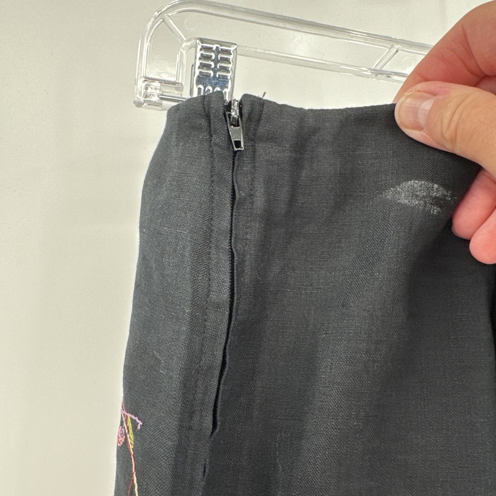 Vintage Italy Linen Wide-Leg Embroidered Womens Sz 30 Vintage Pants BOHO Hippie - Picture 8 of 16